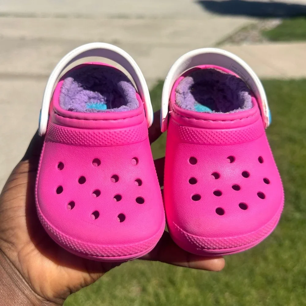Crocs Kids Classic Lined Clogs Toddler Size 5 Neon Pink Purple Sandals